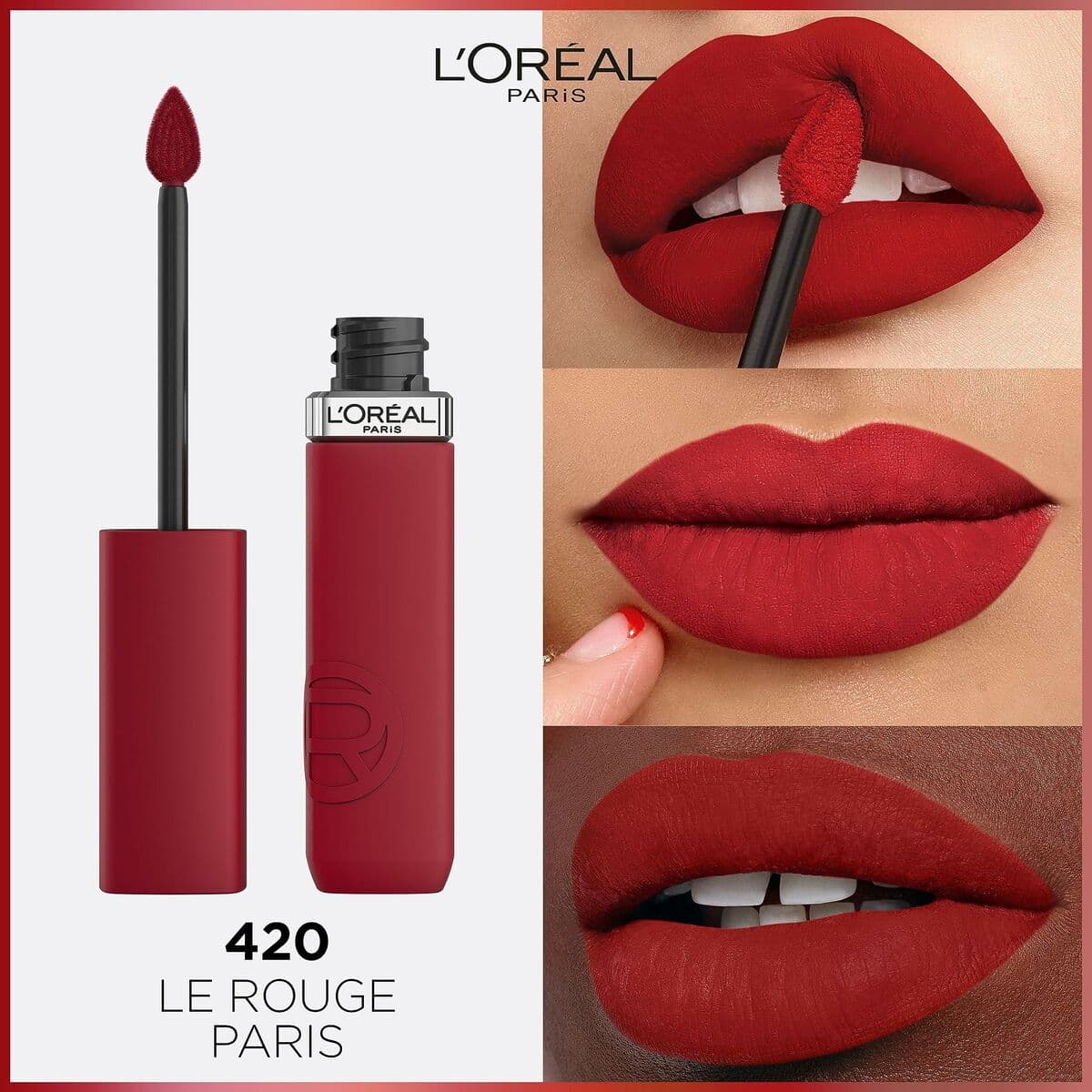 Rossetto liquido L'Oreal Make Up Infaillible Matte Resistance True Romance Nº 420 Nº 420-Le Rouge Paris Nº 420-True Romance (1 U - Image 5