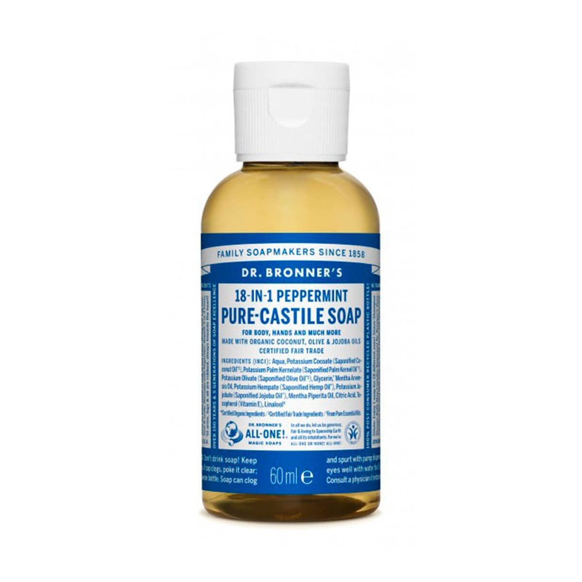 Skystas muilas Dr Bronner's 18 in 1 Peppermint 60 ml