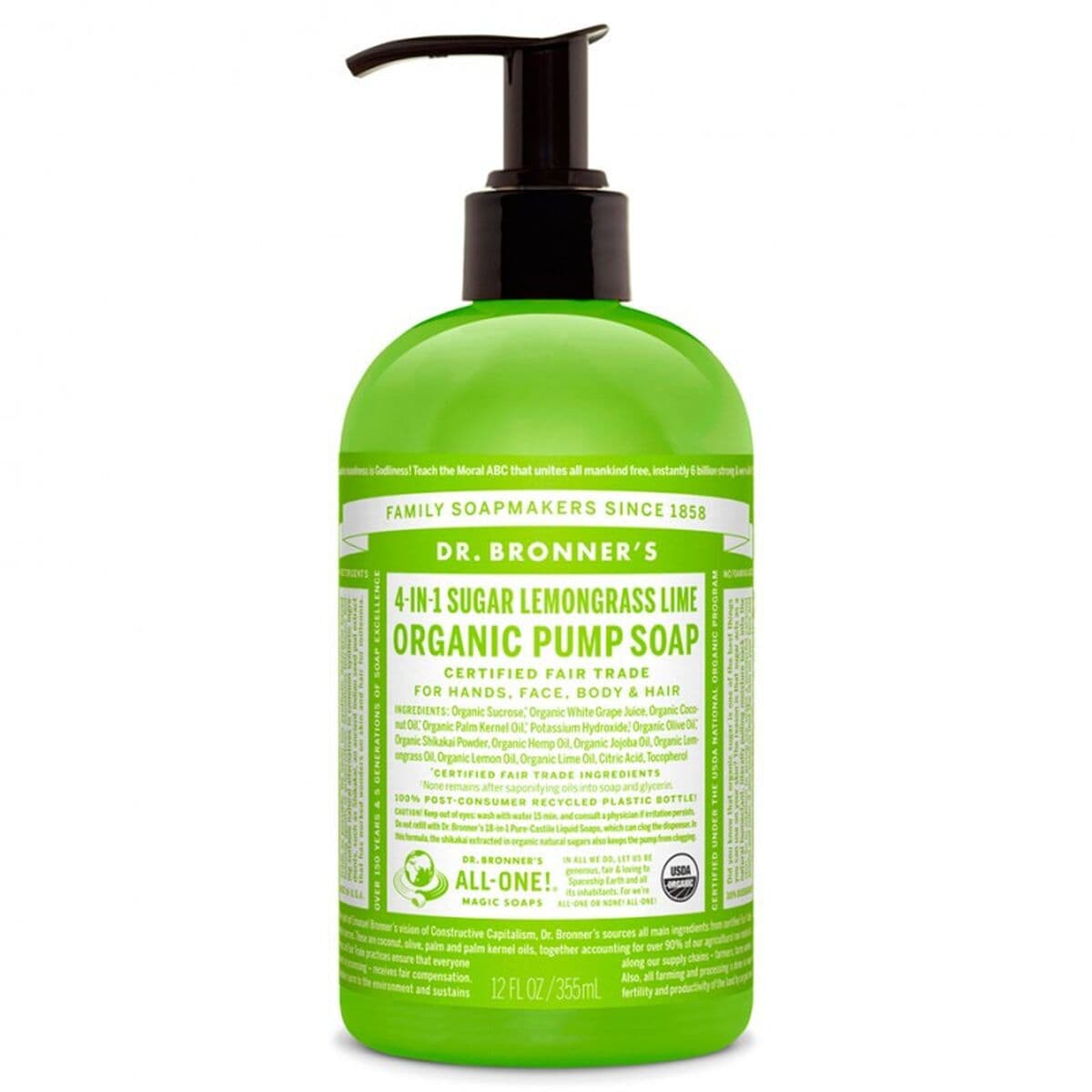 Rankų muilas Dr Bronner's 4 in 1 Lemongrass Lime 355 ml