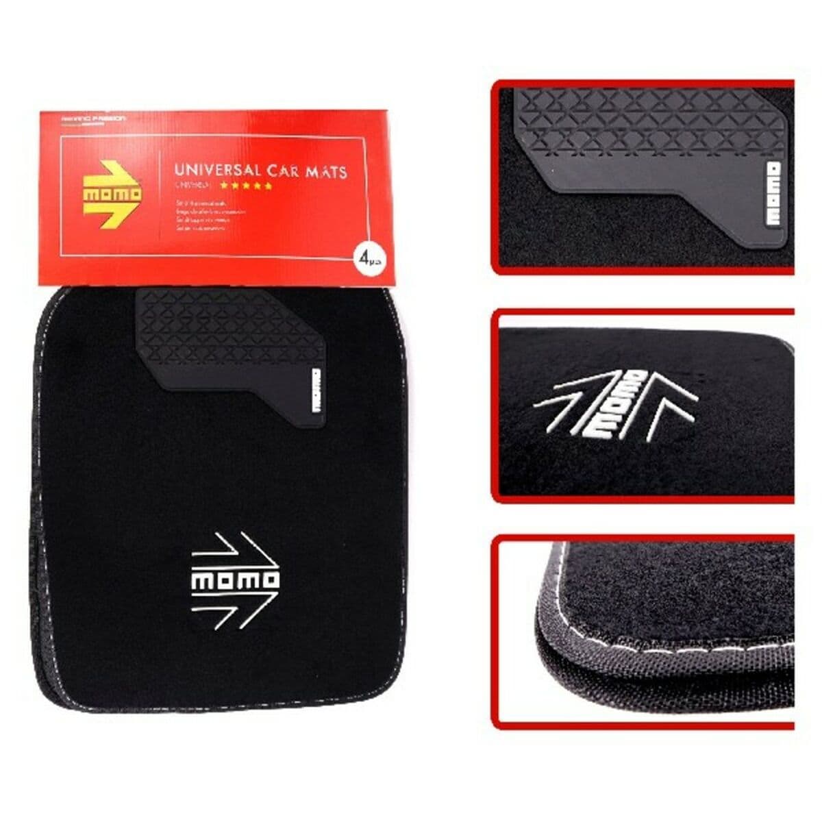 Set med bilgolvmattor MOMO MOMLCM015BW Vit/Svart 4 uds - Image 2
