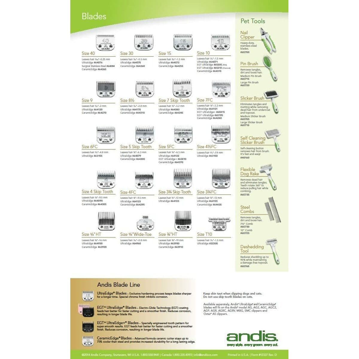 Höjande kam Andis S Polymer 9 antal - Image 3