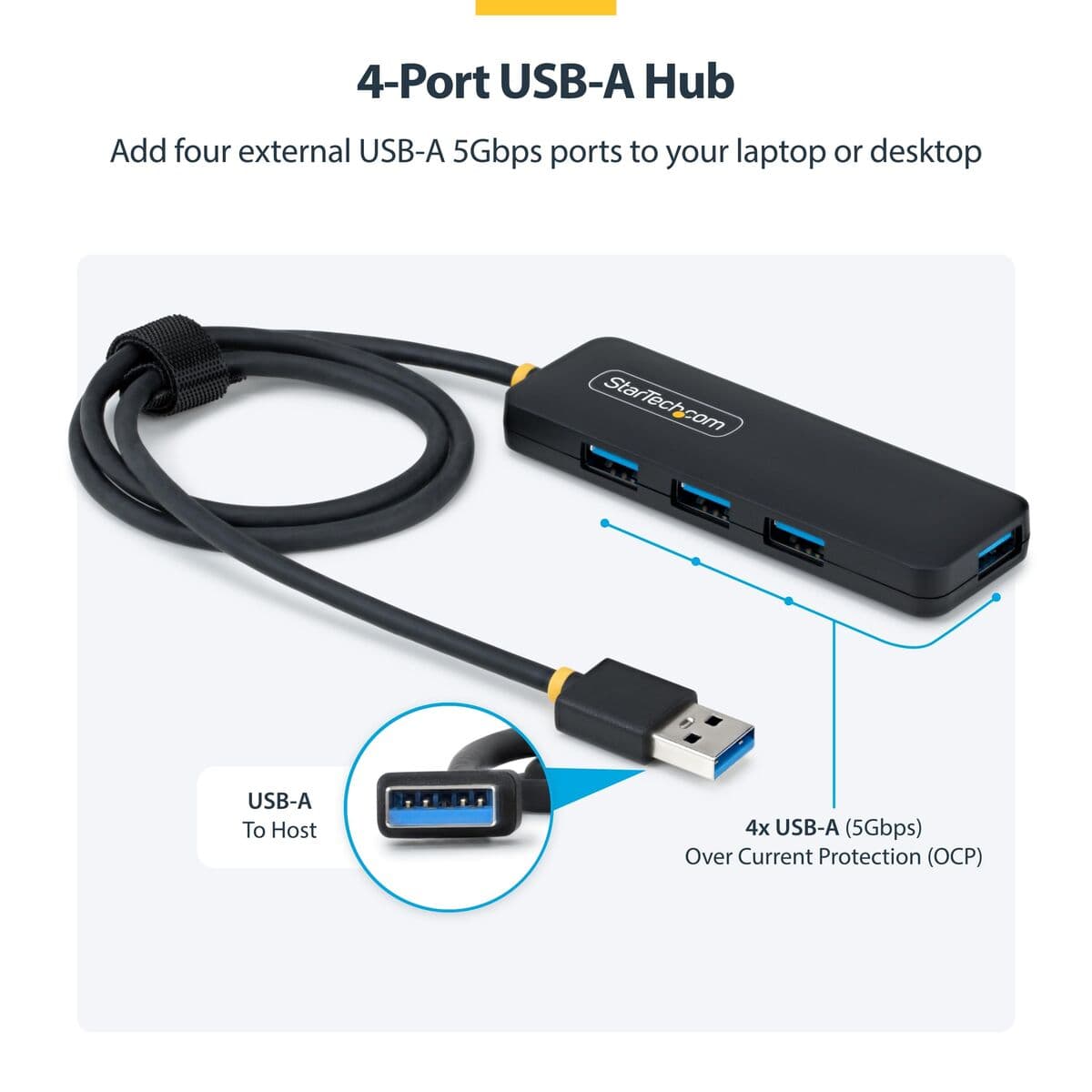Hub USB Startech H5A4A-USB-HUB-2 Noir - Image 5