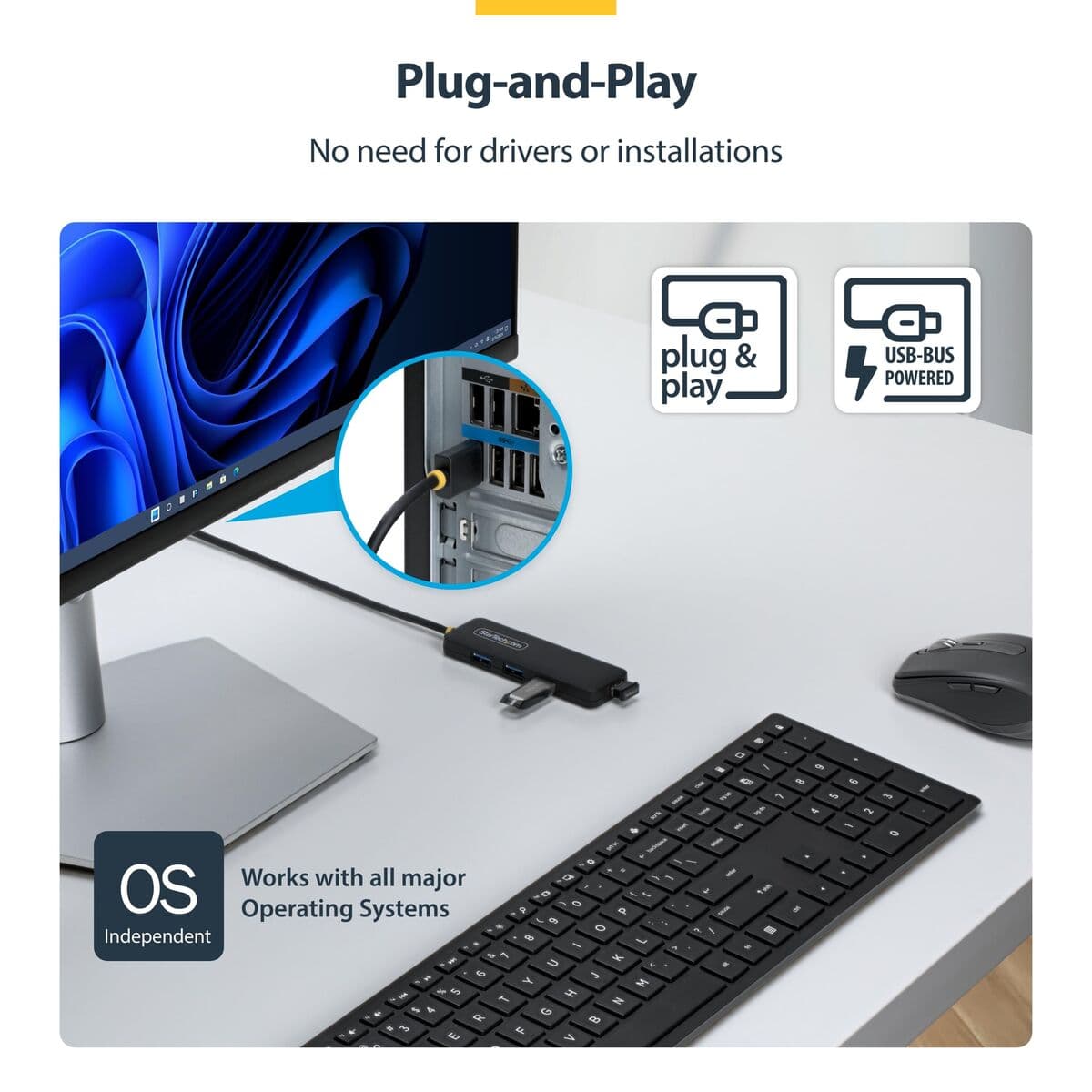 Hub USB Startech H5A4A-USB-HUB-2 Noir - Image 6
