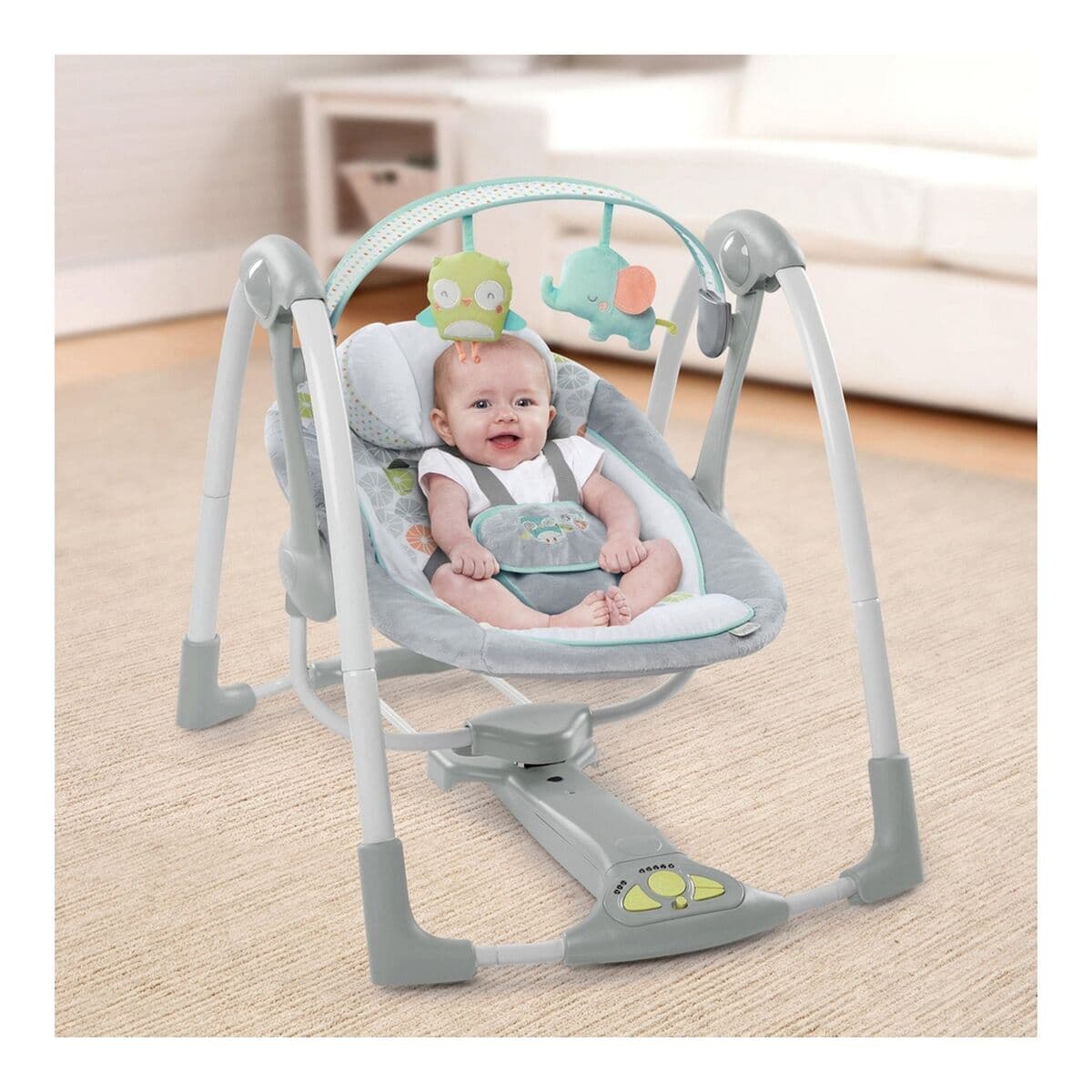 Mecedora Ingenuity Compact Swing - Hugs & Hoots Blanco Gris - Image 2