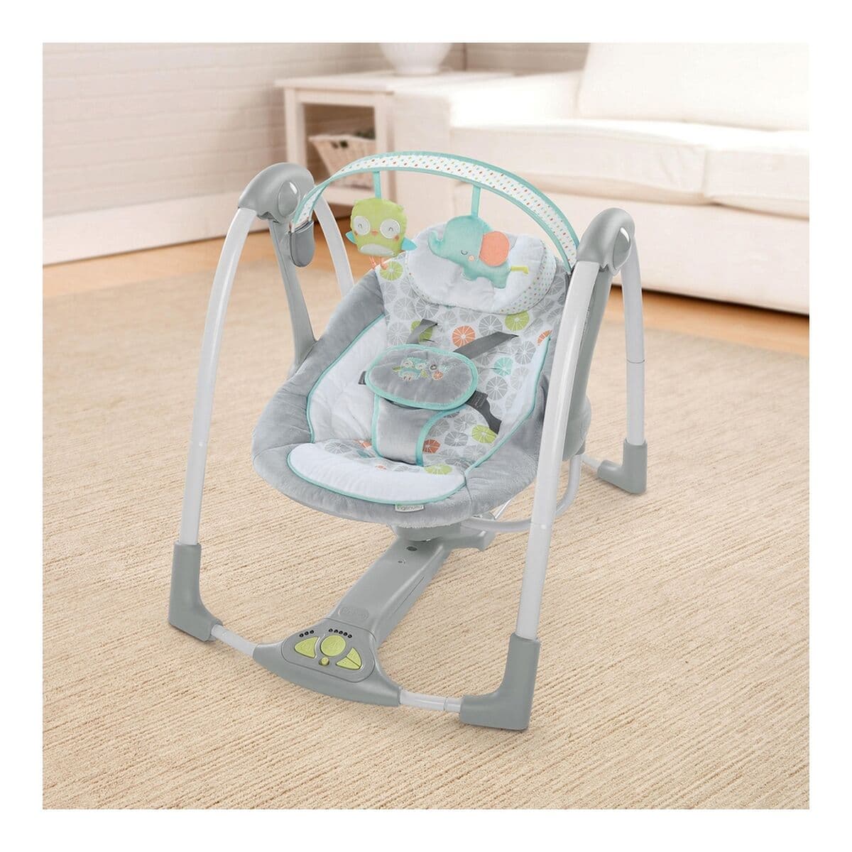 Mecedora Ingenuity Compact Swing - Hugs & Hoots Blanco Gris - Image 3