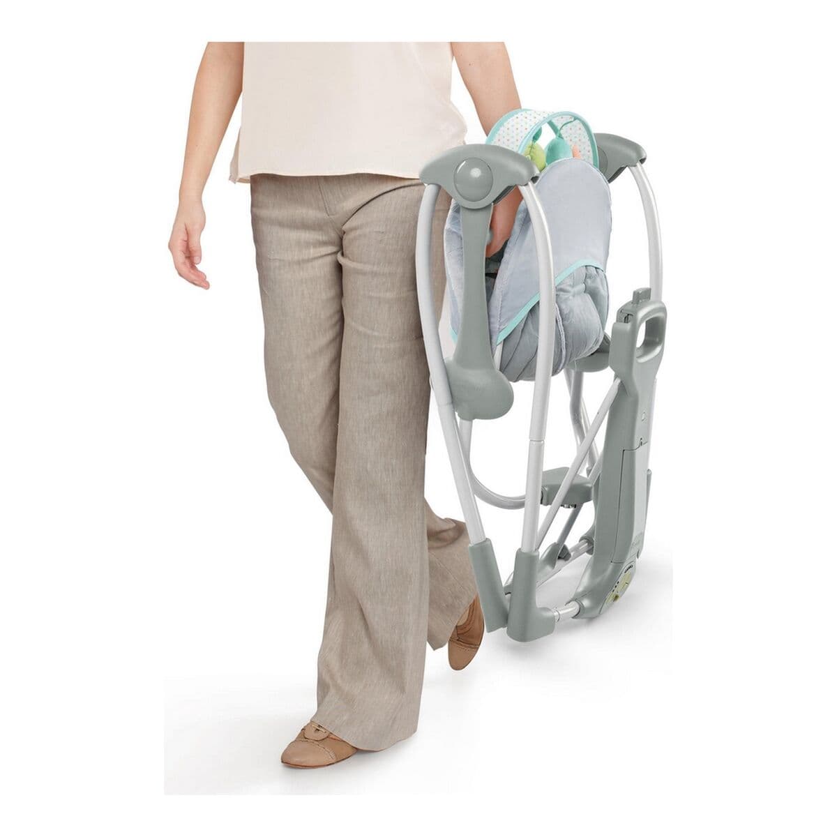 Mecedora Ingenuity Compact Swing - Hugs & Hoots Blanco Gris - Image 8
