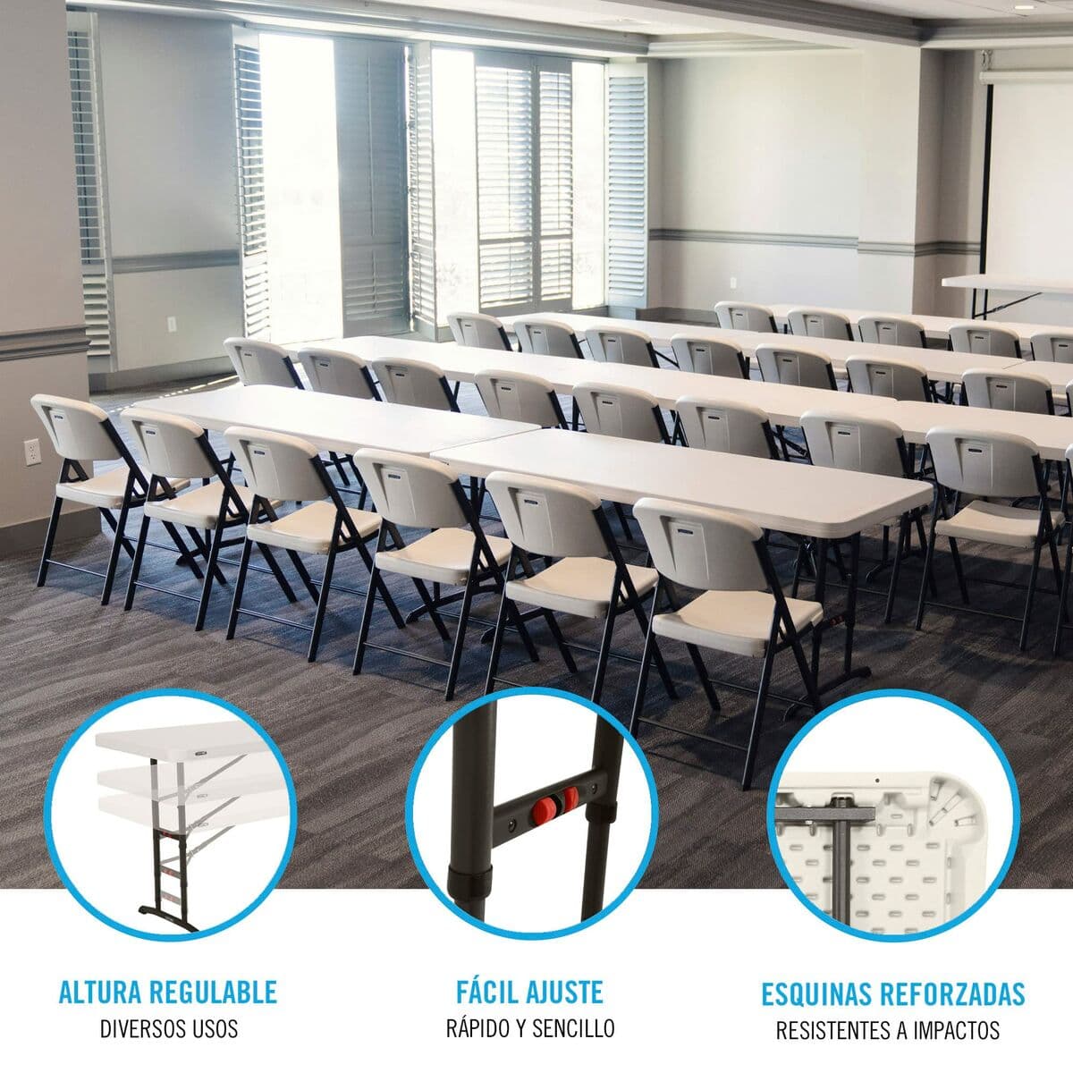 Mesa Plegable Lifetime Blanco Acero Rectangular (Reacondicionado C) - Image 9