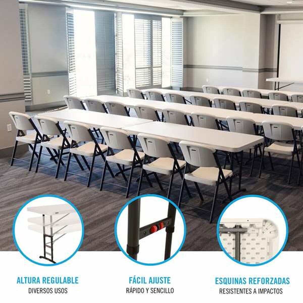 Mesa Plegable Lifetime Blanco Acero Rectangular (Reacondicionado C) - Image 18