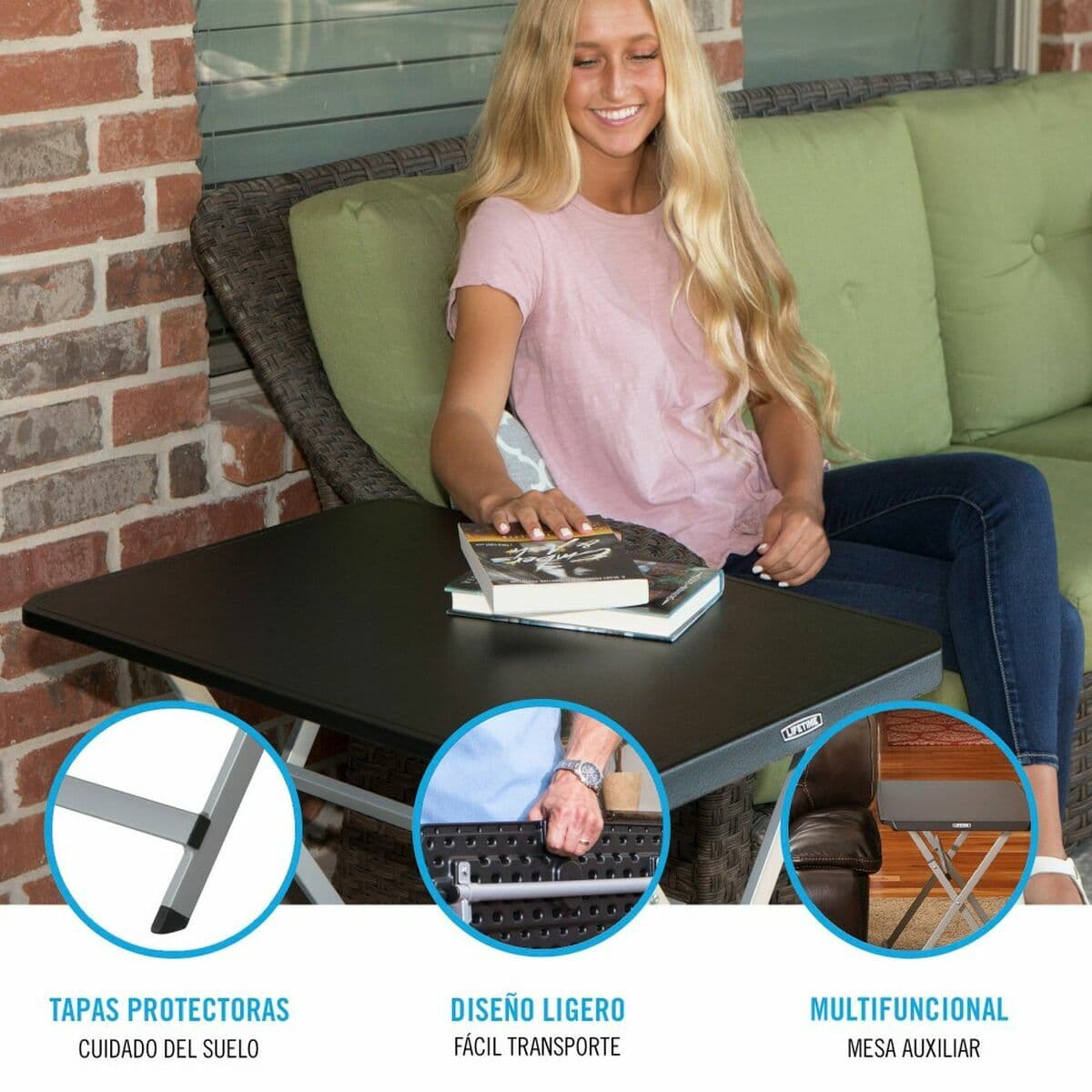 Mesa Plegable Lifetime Negro Acero Plástico 75 x 50,5 x 66 cm - Image 3