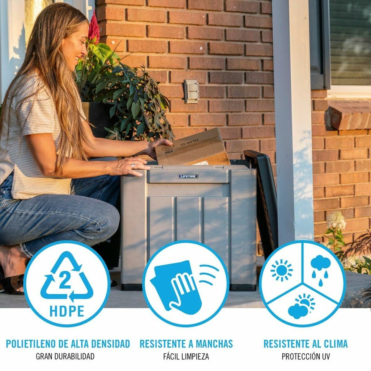 Oppbevaringsboks med Lokk Lifetime Grå 51,2 x 51,2 x 50,8 cm - Image 3