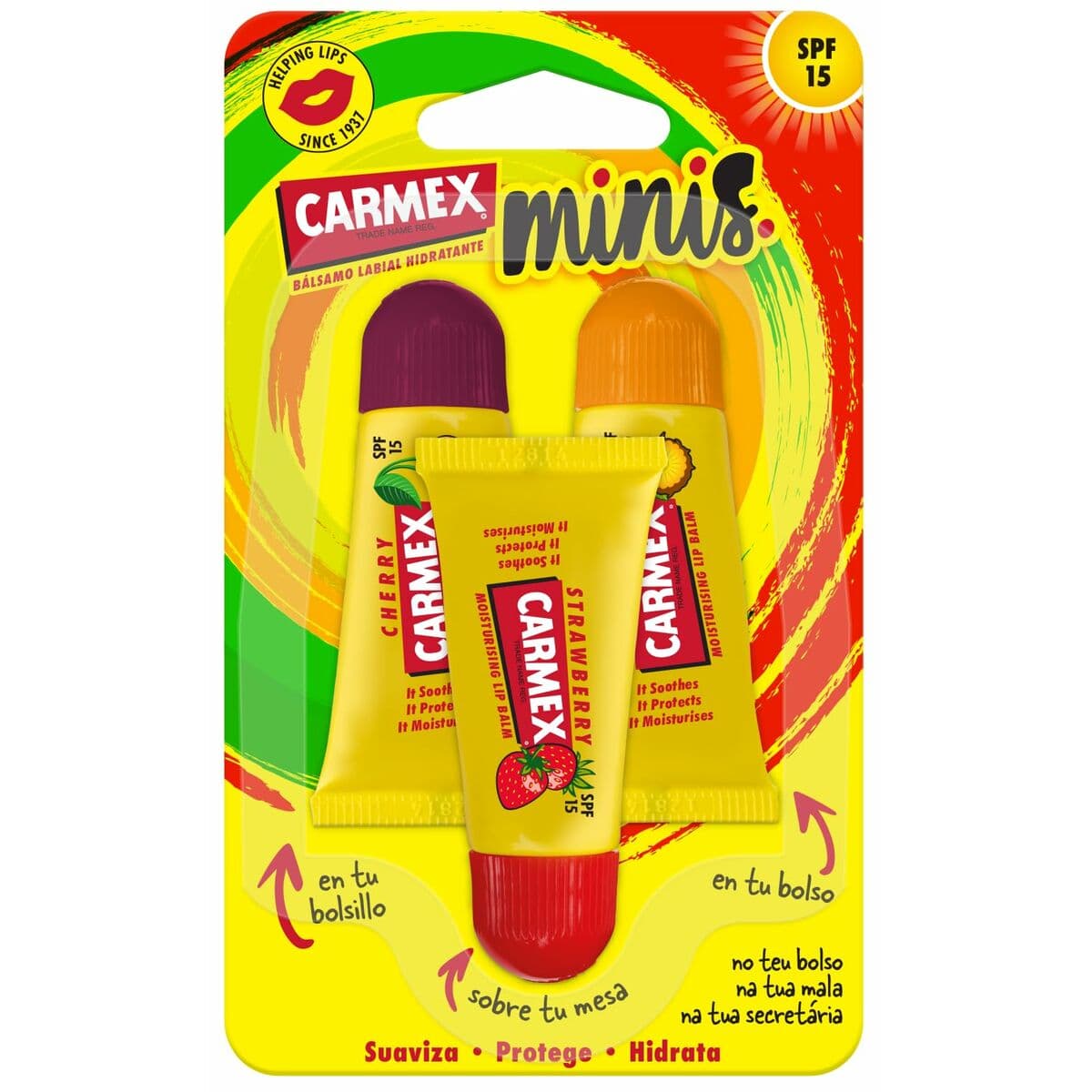 Fuktcerat Carmex Triplo Spf 15 Jordgubbe Ananas Cerise 3 Delar - Image 2