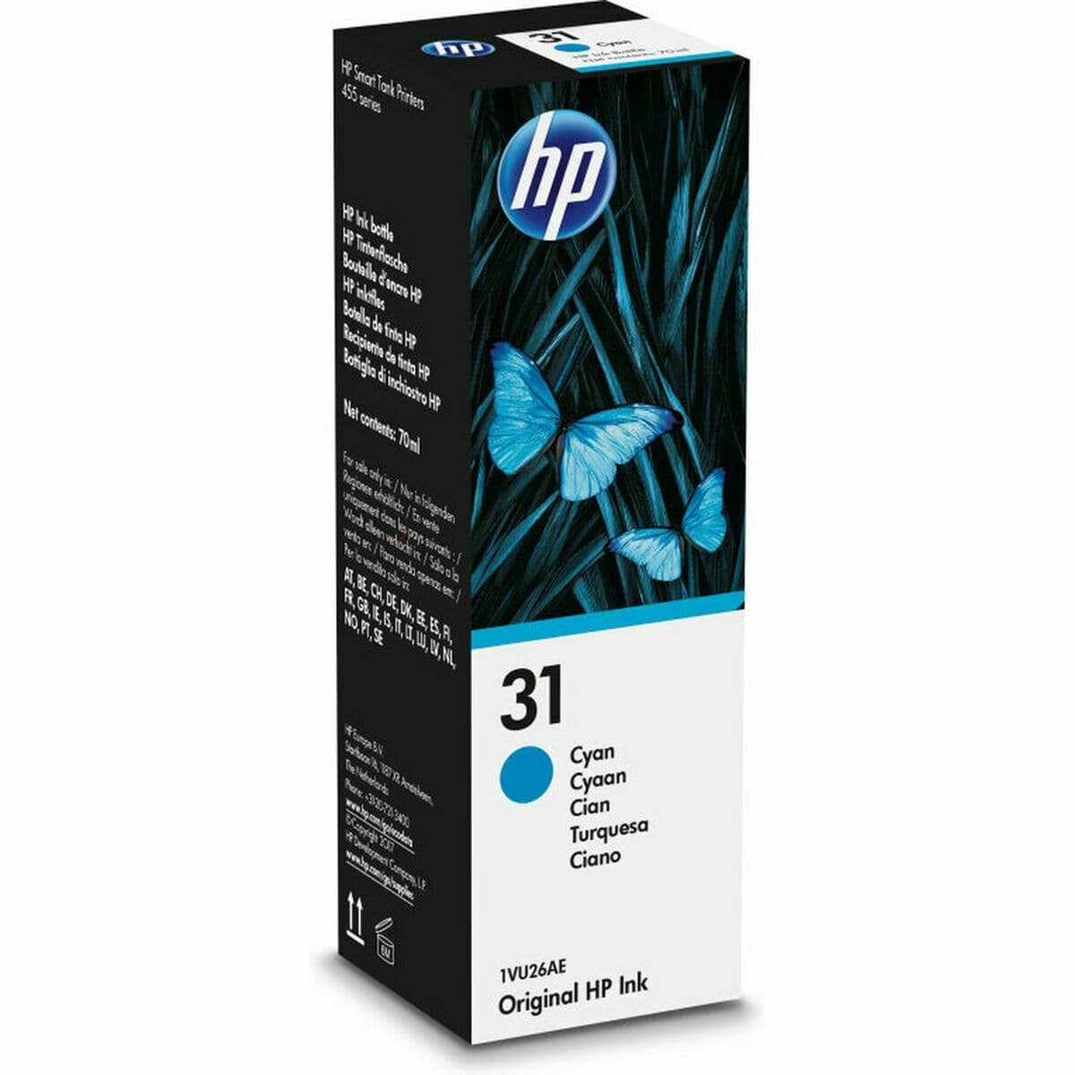 Tinta para Recargar Cartuchos HP 1VU26AE 70 ml Cian