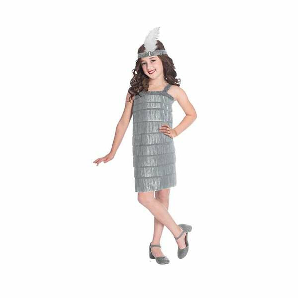 Costume per Bambini Silver Flapper 10-12 Anni Argentato (2 Pezzi)
