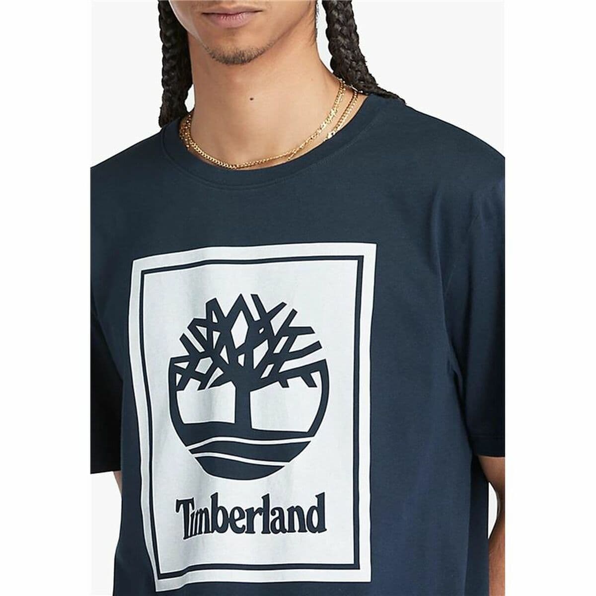 Koszulka z krótkim rękawem Męska Timberland Stack Logo Czarny - Image 5