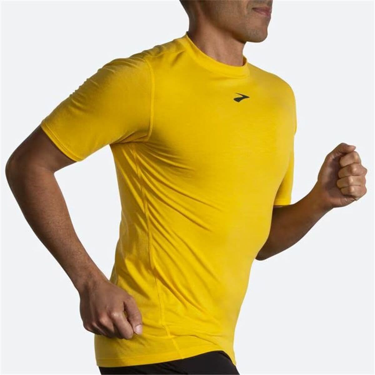 Camiseta de Manga Corta Hombre Brooks High Point Amarillo - Image 4