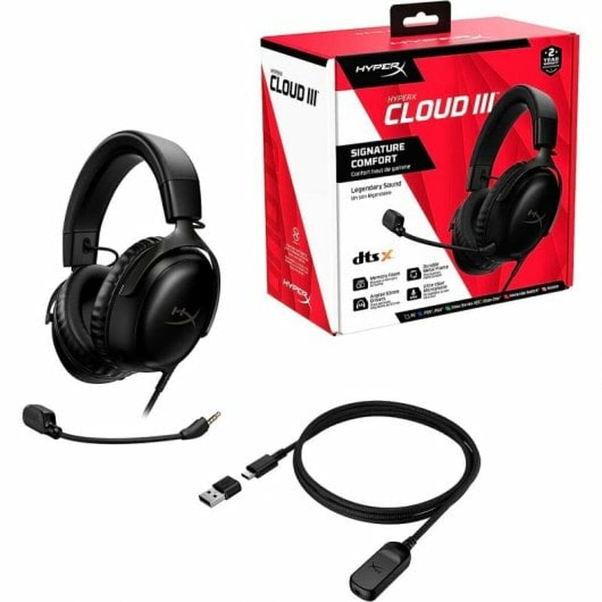 Slušalice s Mikrofonom HyperX Cloud III Crna - Image 2