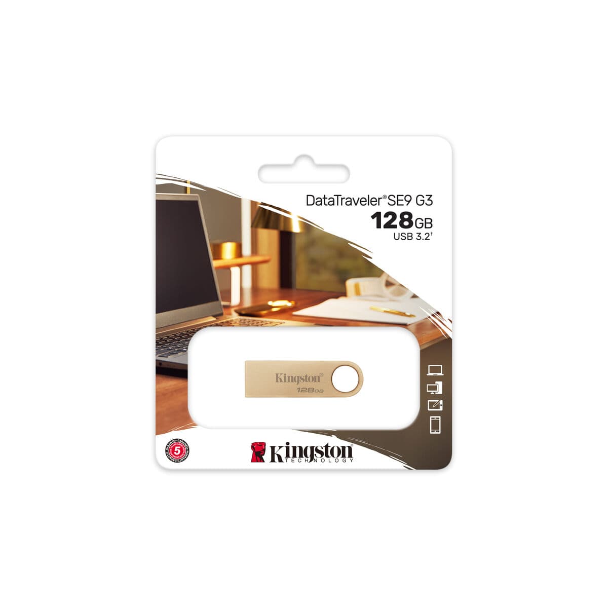 USB Pendrive Kingston DTSE9G3/128GB 128 GB Gold - Image 2