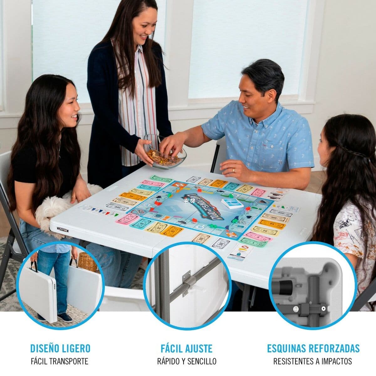 Mesa Plegable Lifetime Blanco Acero Plástico 94 x 74 x 94 cm - Image 3