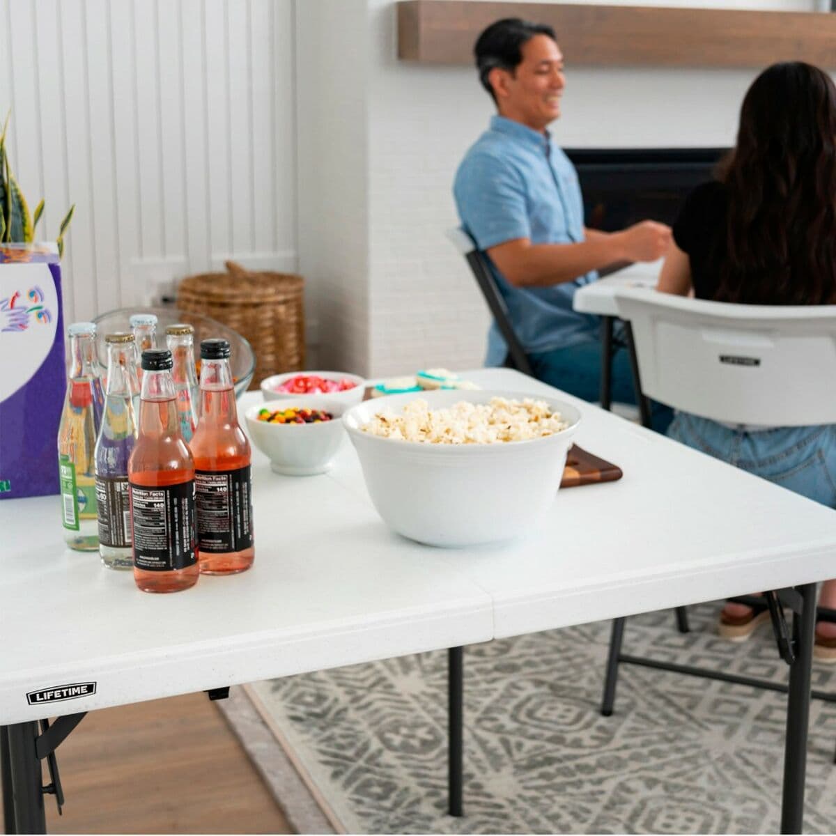 Mesa Plegable Lifetime Blanco Acero Plástico 94 x 74 x 94 cm - Image 5