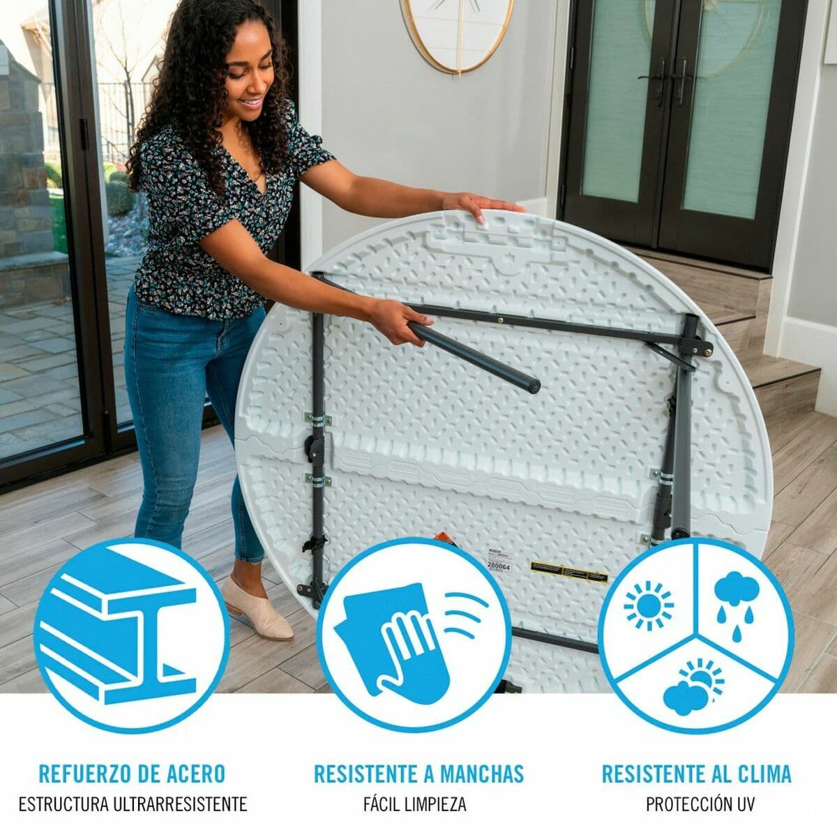 Mesa Plegable Lifetime Blanco Acero Plástico 122 x 73 cm - Image 4