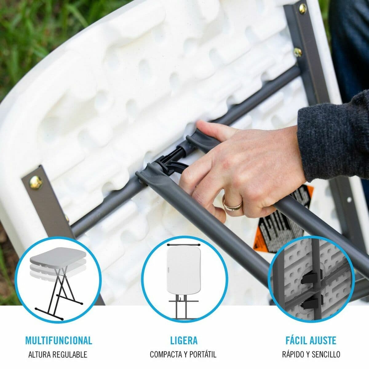 Table Klapptisch Lifetime 66 x 71 x 46 cm Weiß Stahl HDPE - Image 3