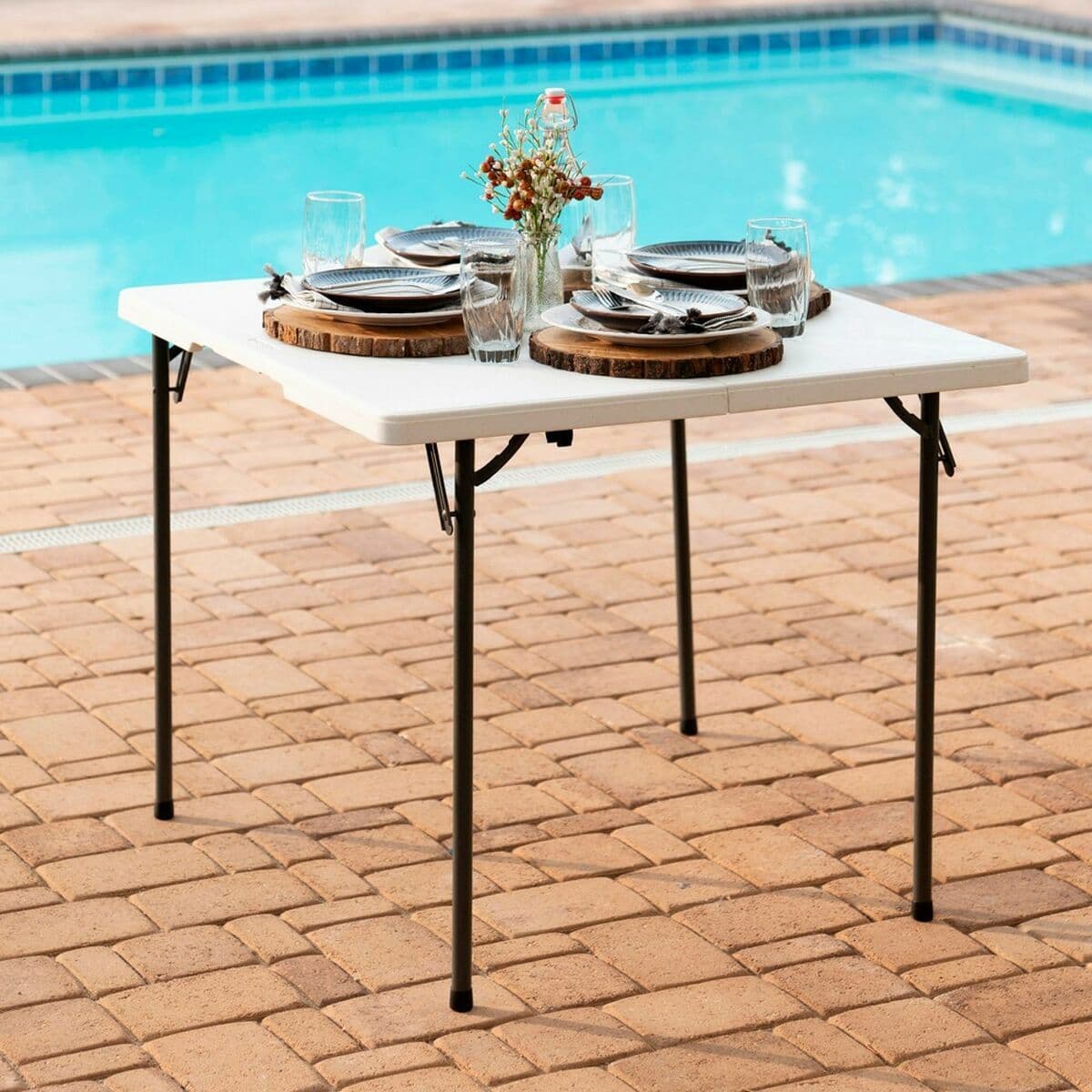 Mesa Plegable Lifetime Blanco Cuadrada Acero Plástico 86 x 86 x 74 cm - Image 5