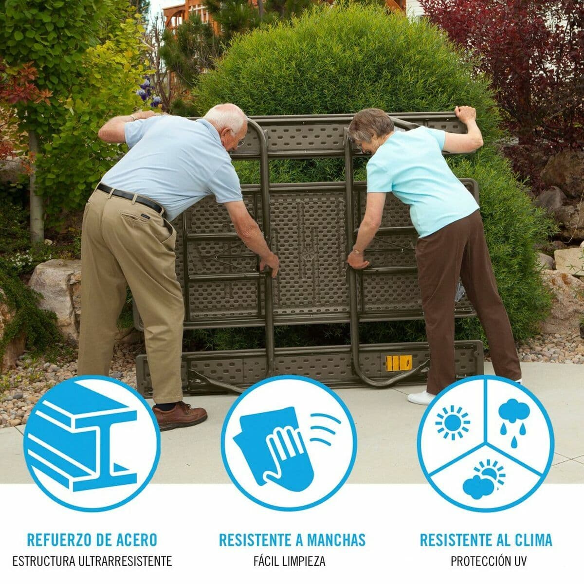 Piknikpöytä Lifetime Puu Ruskea Taitettava Teräs Muovinen 183 x 145 x 74 cm - Image 4