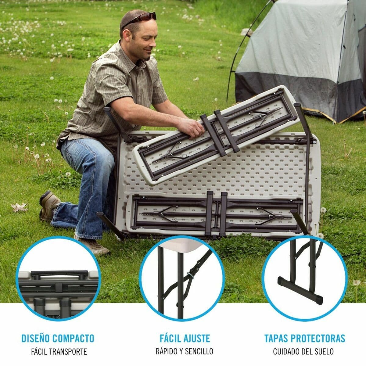 Stalo rinkinys su kėdėmis Lifetime Kreminė 106 x 61 x 74 cm - Image 3