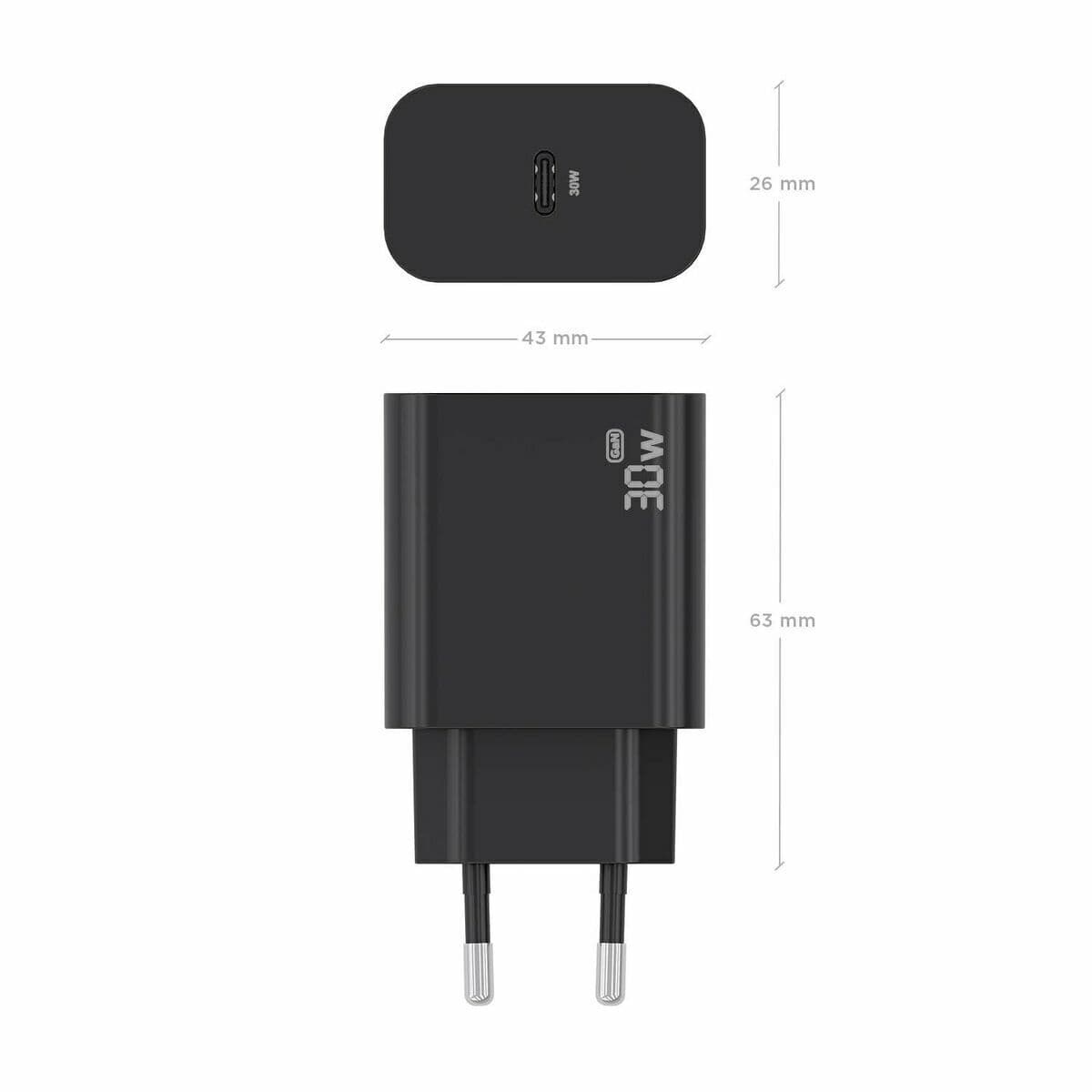 Chargeur mural Aisens GAN 30W 1XUSB-C PD3.0 CHAR Noir 33 W 50 W - Image 4