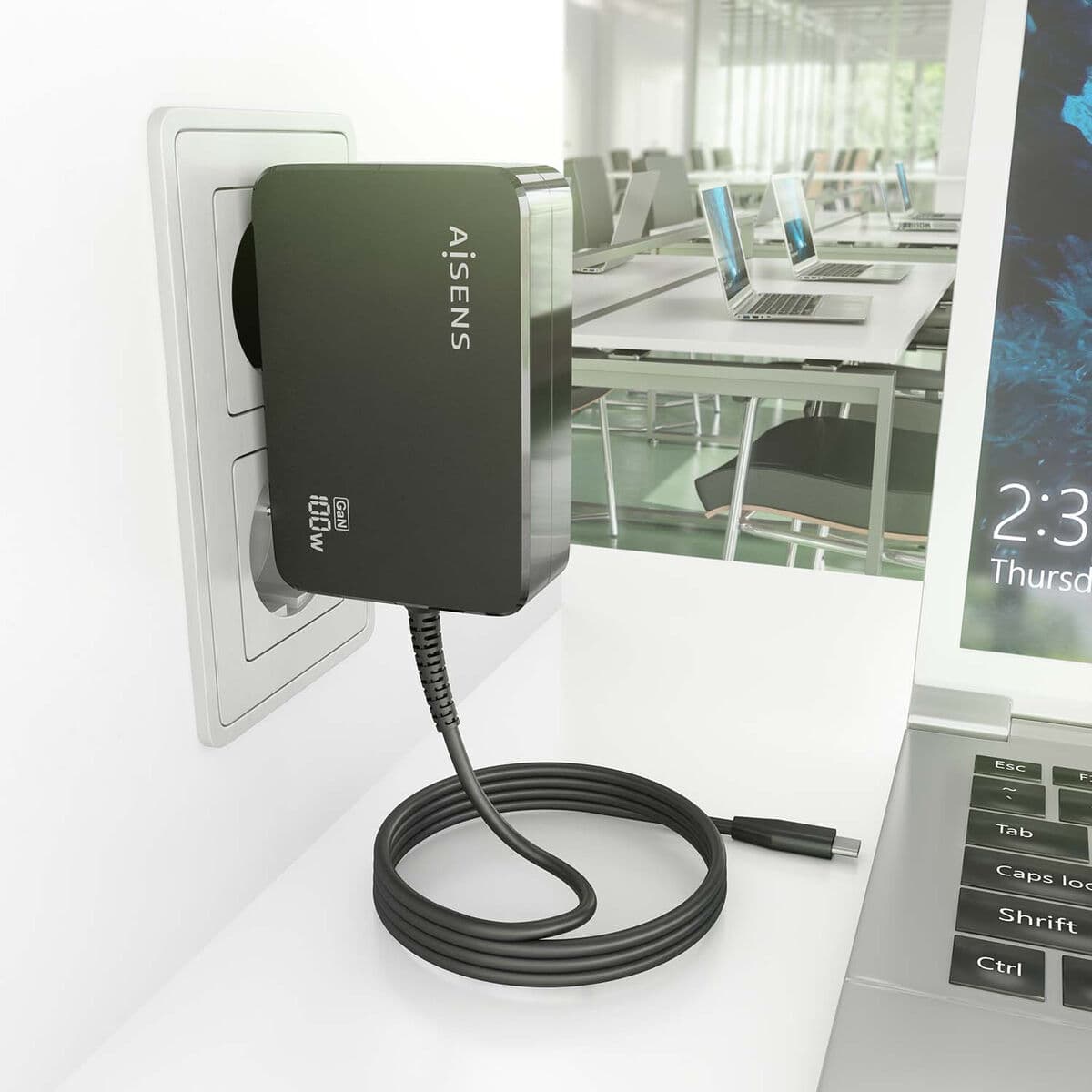 Laptopladekabel Aisens ASCH-1PD100WL50-BK 1,8 m - Image 6