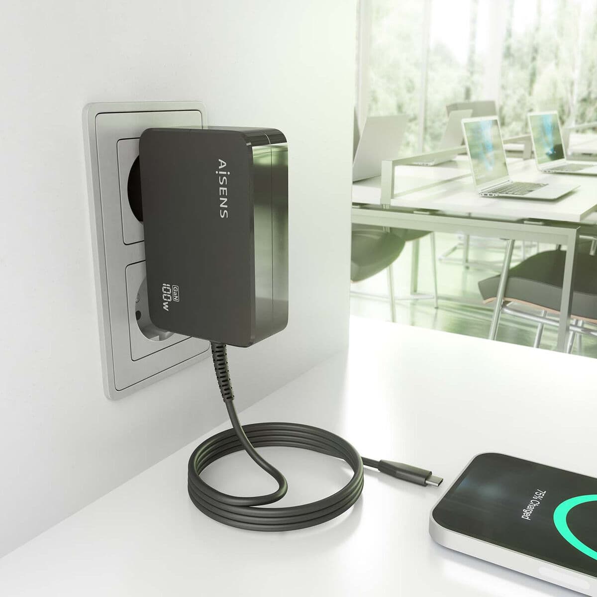 Laptopladekabel Aisens ASCH-1PD100WL50-BK 1,8 m - Image 7