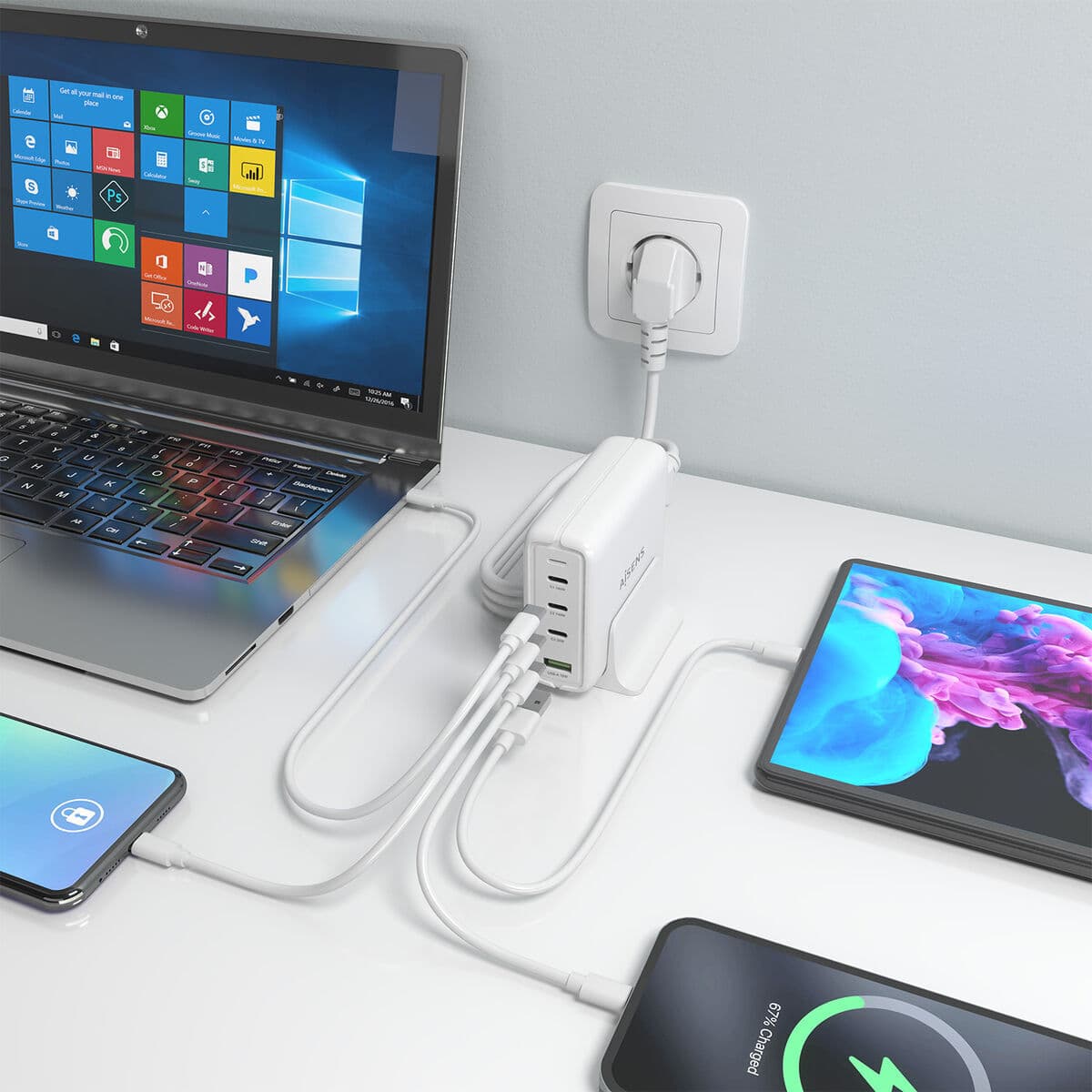 Încărcător de Perete Aisens GAN Alb 140 W - Image 5