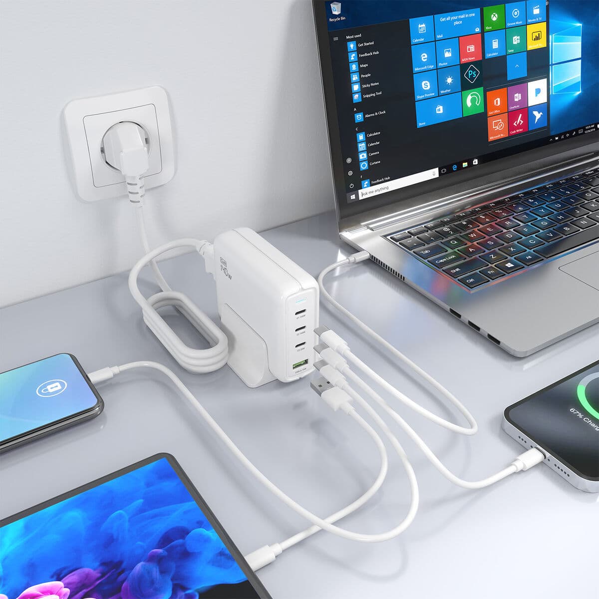 Încărcător de Perete Aisens GAN Alb 140 W - Image 6