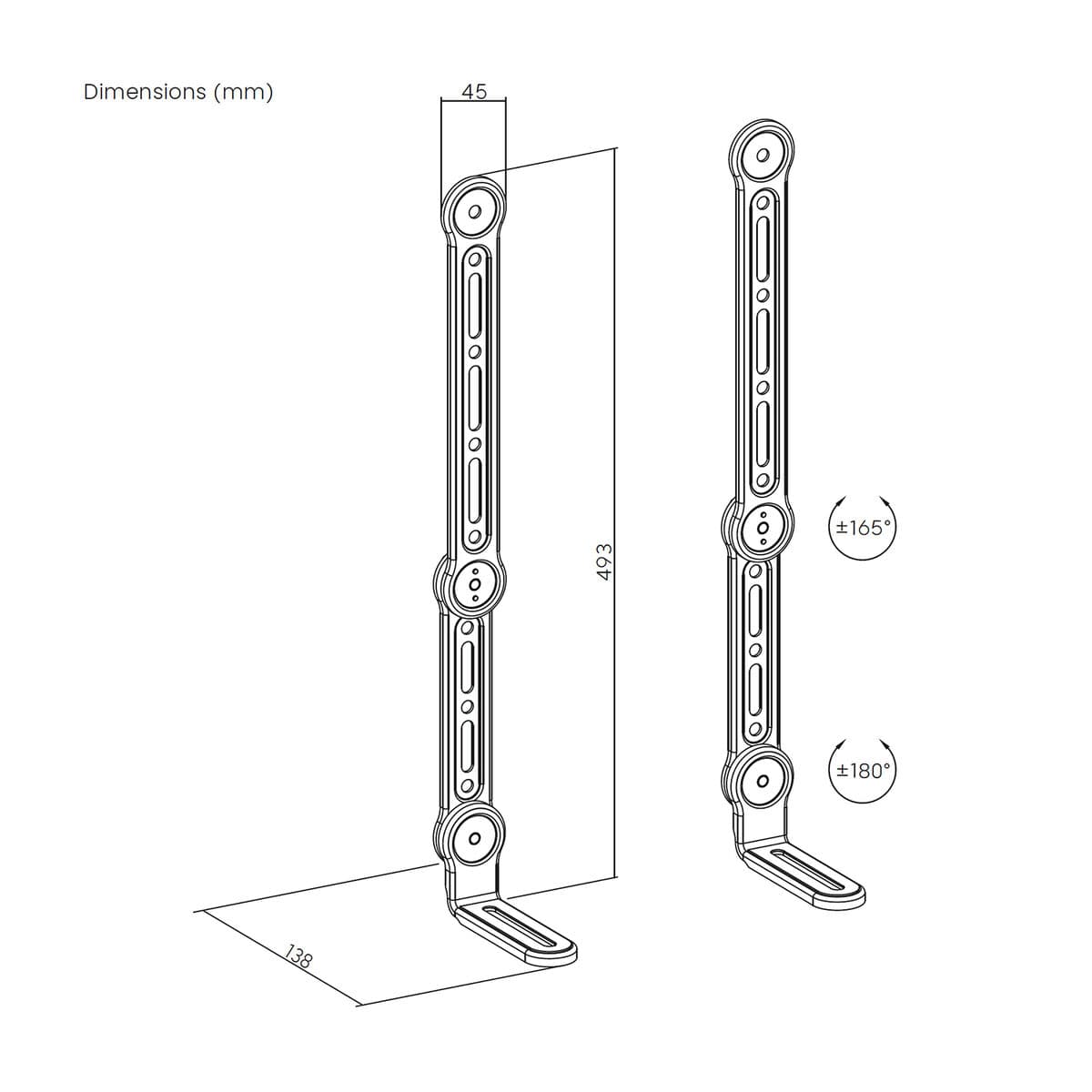 Reguliuojama atrama Aisens SPK03U-375 Juoda - Image 2