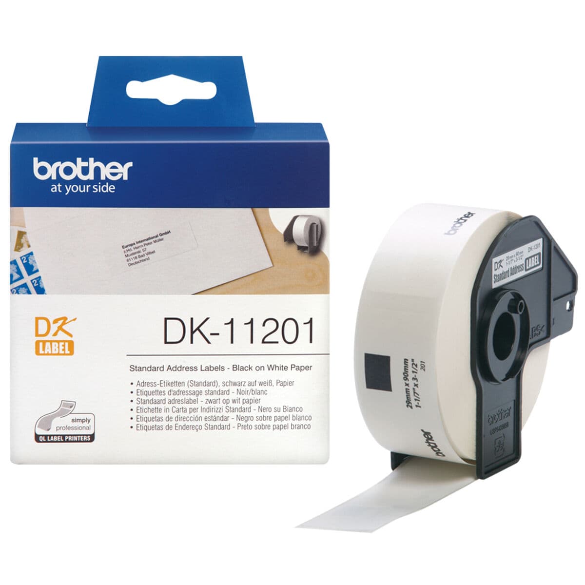 Etiquettes pour Imprimante Brother DK11201 29 x 90 mm Noir Blanc - Image 2