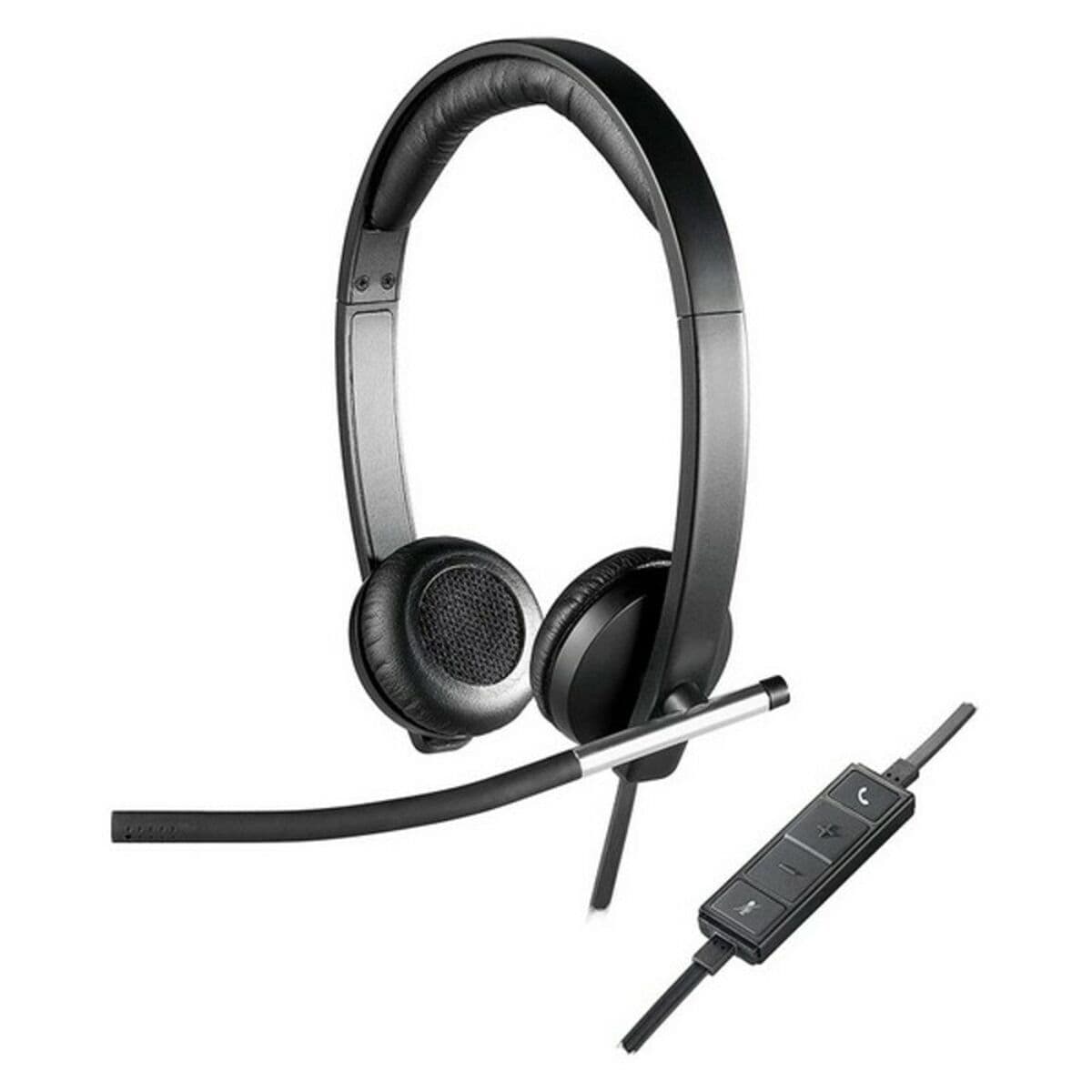 Auriculares con Micrófono Logitech 981-000519 USB 2.0 Negro Plateado