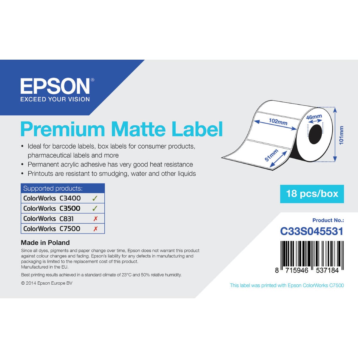 Etichete pentru Imprimantă Epson C33S045531