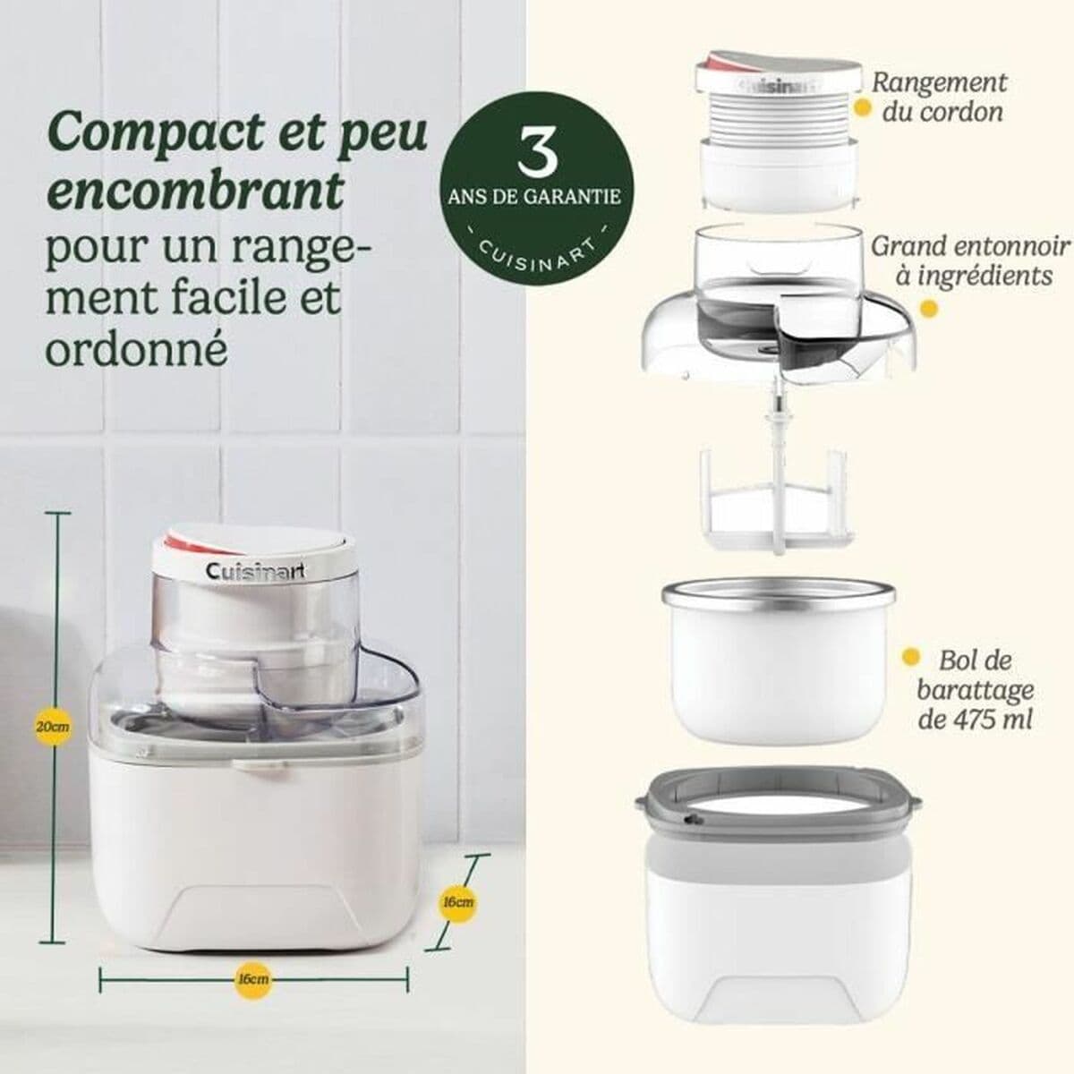 Uređaj za Pravljenje Sladoleda Cuisinart ICEM10E Bijela 12 W 473 ml - Image 6