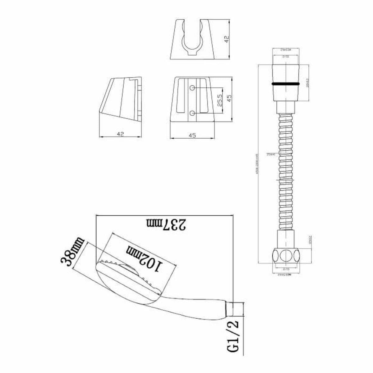 Et dusjhode med en slange for å styre vannet Rousseau Stop'o 2 m 3 Posisjoner - Image 2