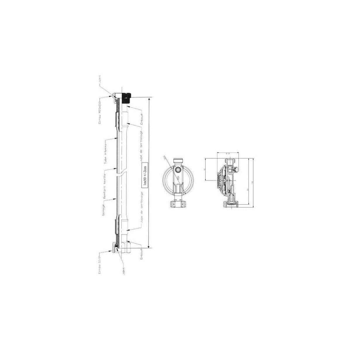 Butangassregulator Rousseau M20X150 Hvit Gyllen - Image 4