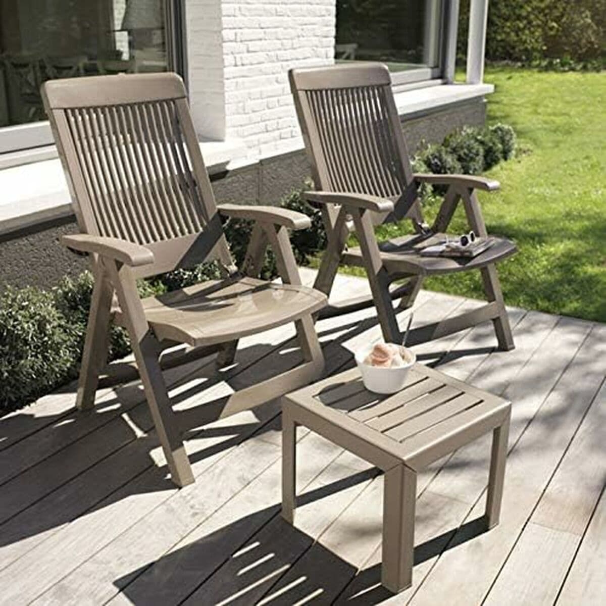 Mesa auxiliar Grosfillex Taupé Resina Plástico 40 x 40 x 35 cm - Image 2