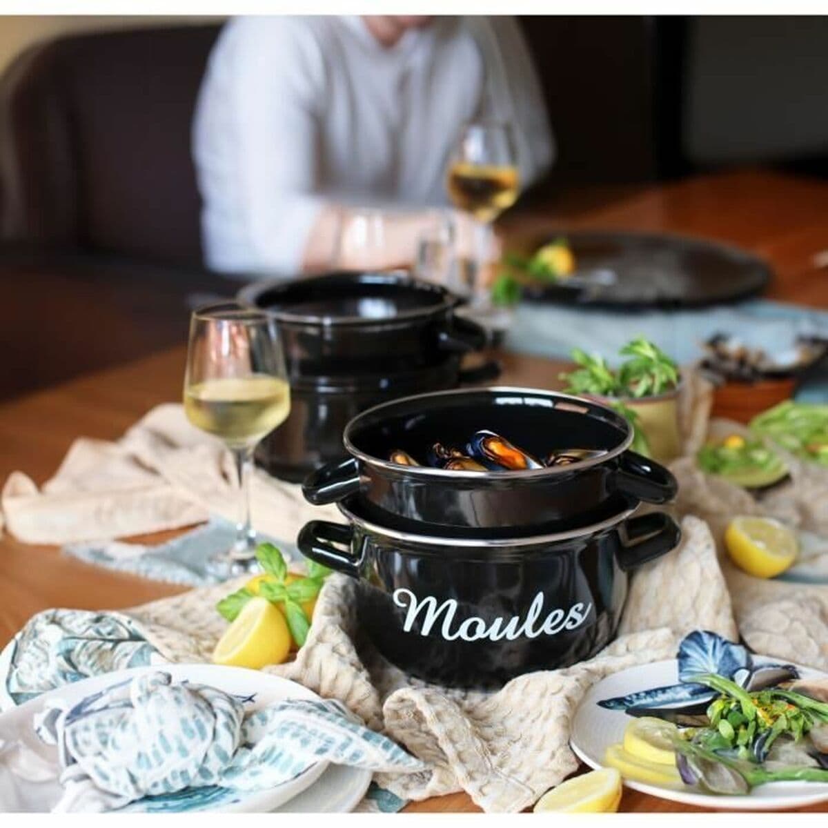 Pentola Menastyl Nero Acciaio smaltato e con rifinitura in vetro - Image 6