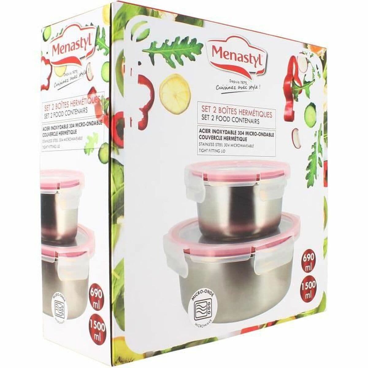 Behållare för matkonservering Menastyl Silvrig Rund (2 antal) - Image 2