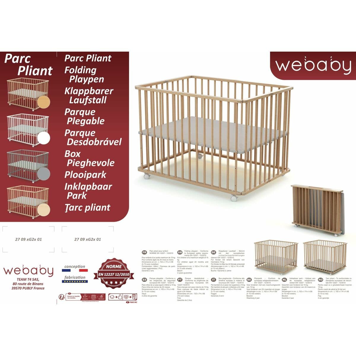 Parque de juegos WEBABY Beige 70 x 100 cm - Image 10