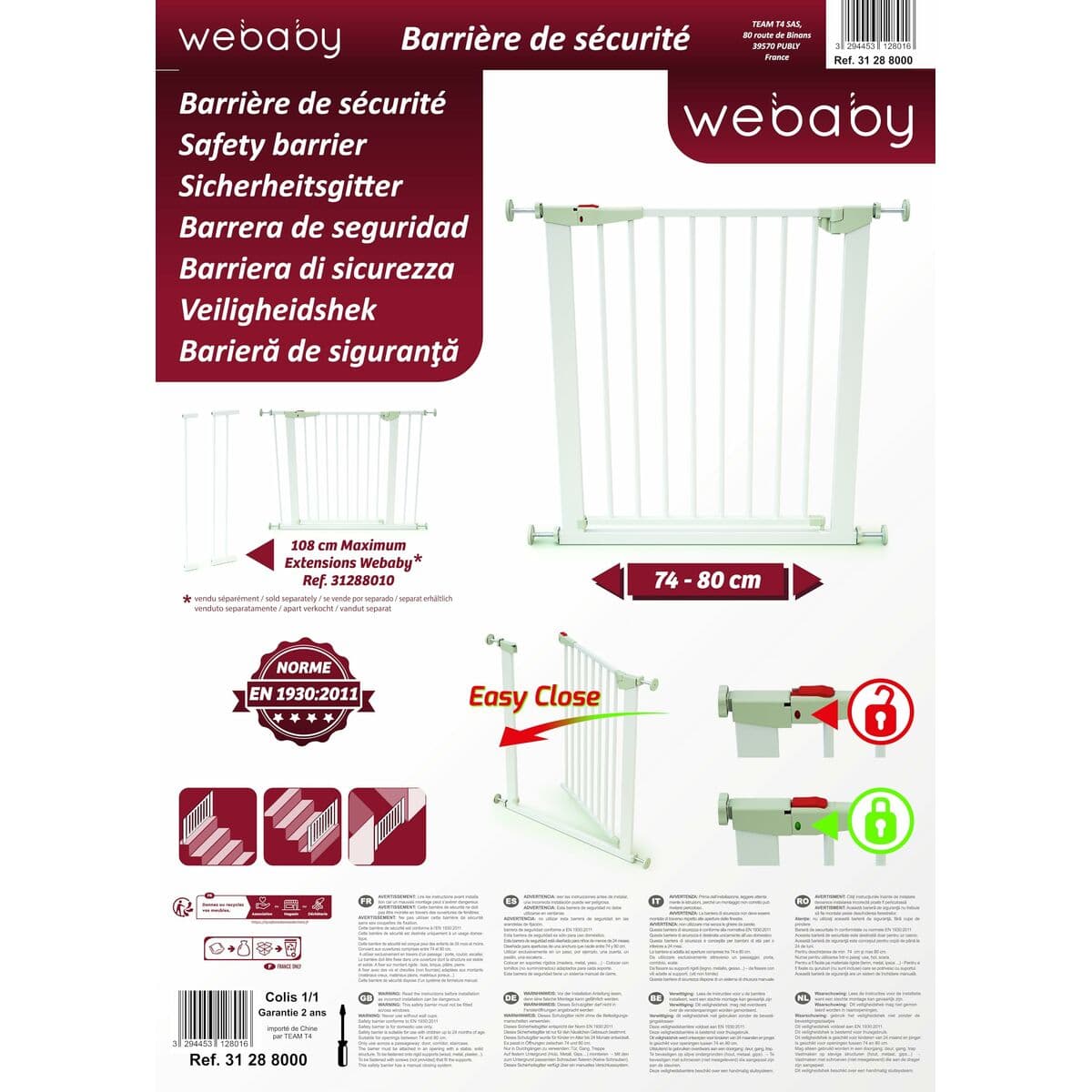 Barrera de seguridad WEBABY MOBI Blanco 73-80 cm - Image 13