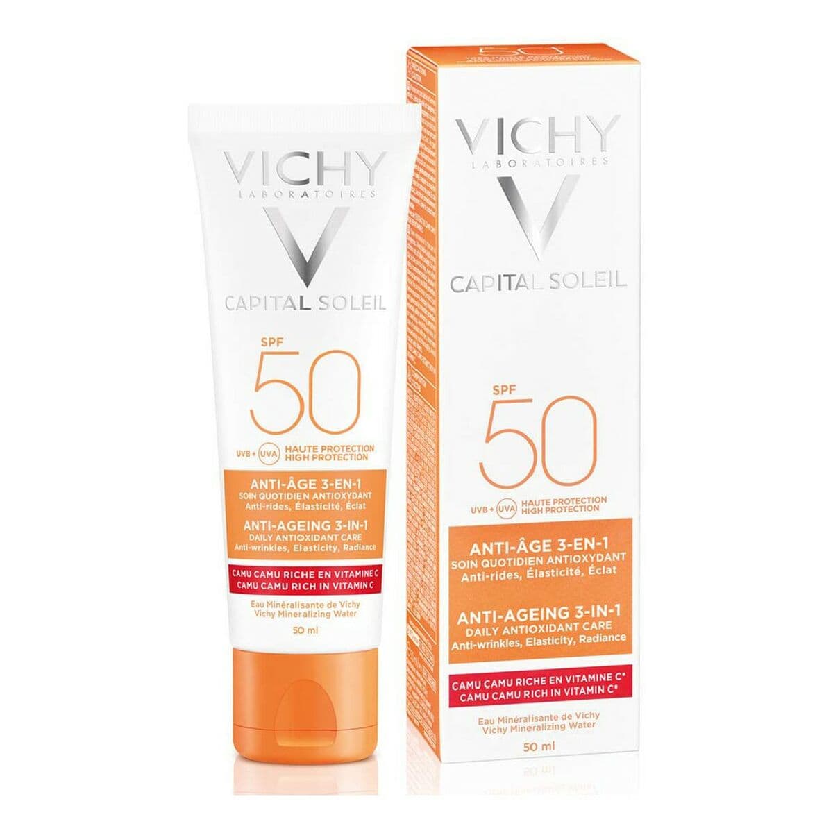Kremas nuo saulės veidui Vichy VCH00115 Spf 50 50 ml 3 viename Nuo senėjimo