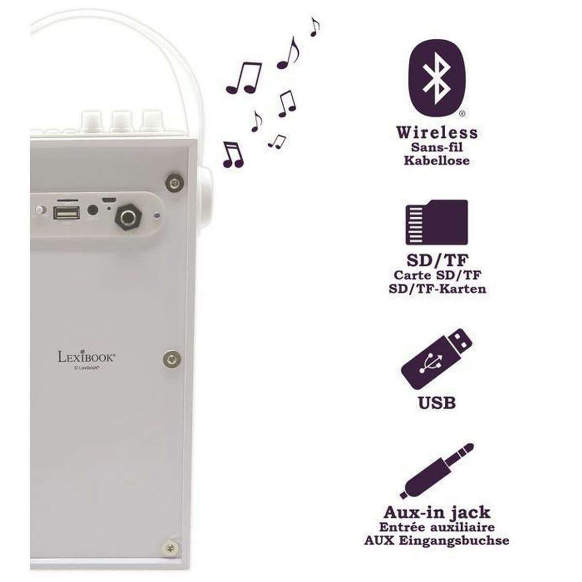 Enceinte Bluetooth Portable avec Microphone iParty Lexibook BTP180Z Blanc Bluetooth - Image 9
