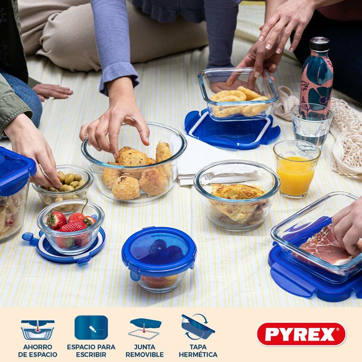 Lunchlådor, set Pyrex Cook & Go Blå Transparent - Image 12