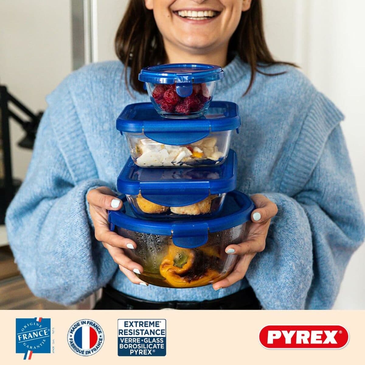 Lunchlådor, set Pyrex Cook & Go Blå Transparent - Image 13