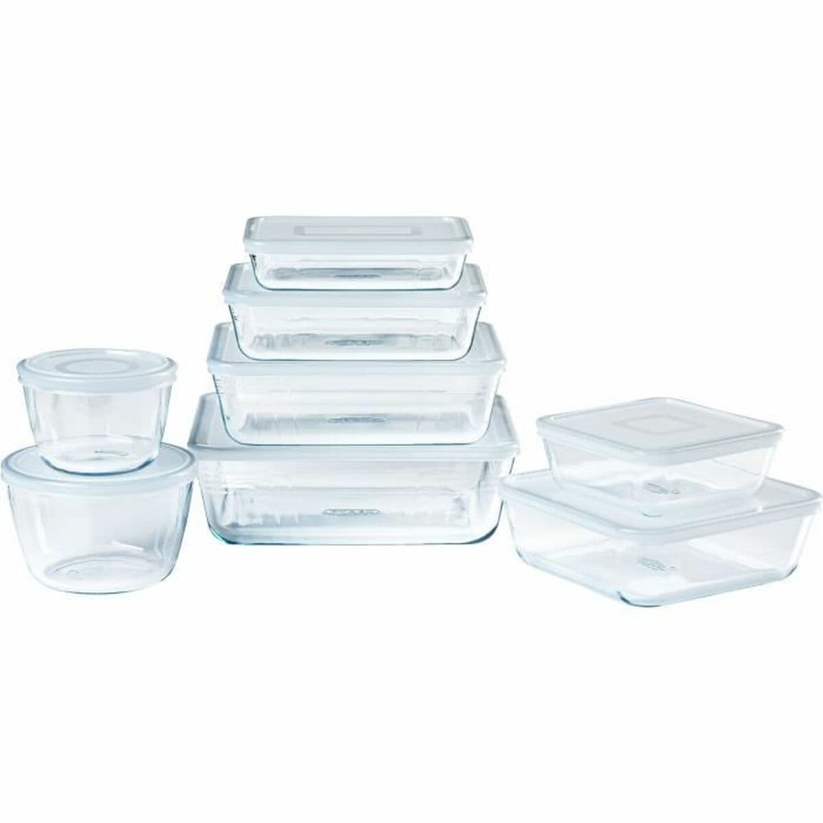 Set de Recipientes de Cocina Herméticos Apilables Pyrex Cook & Freeze Transparente 8 Piezas